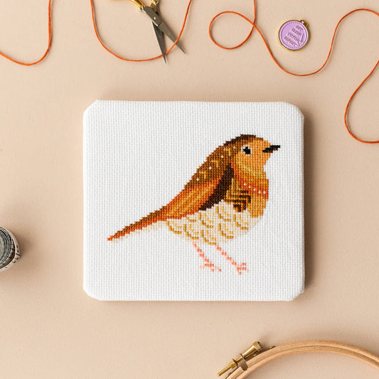 Kit de point de croix rouge gorge mandala