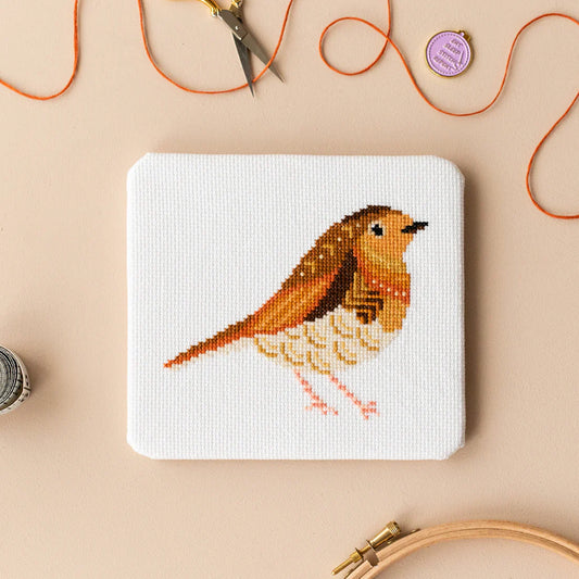 Kit de point de croix rouge gorge mandala