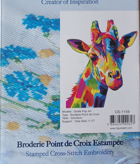 Kit point de croix estampé pop art GIRAFE