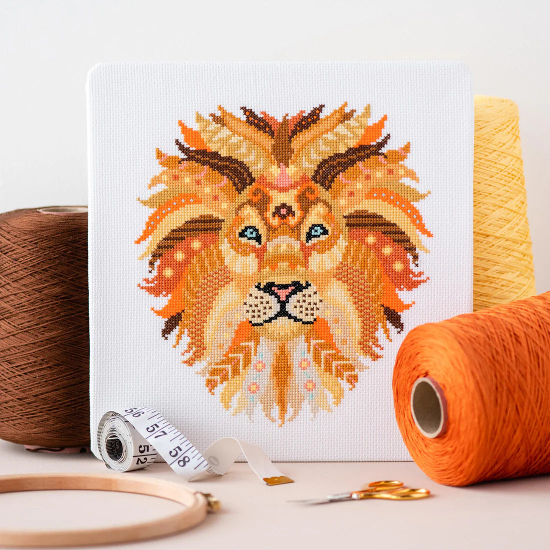Kit de point de croix lion mandala