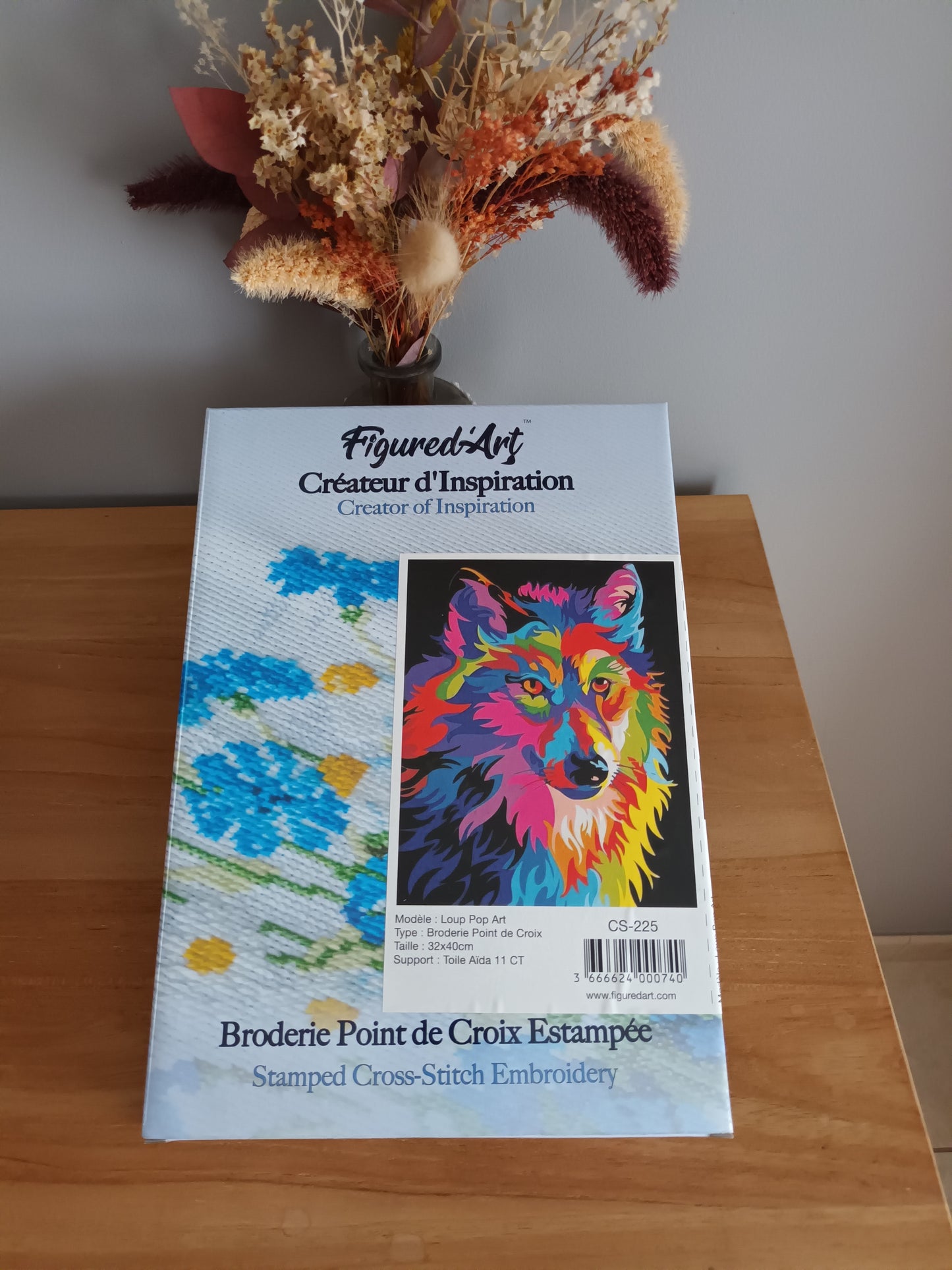 Kit point de croix estampé pop art LOUP