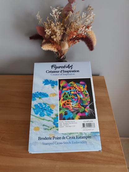 Kit point de croix estampé pop art PANTHERE
