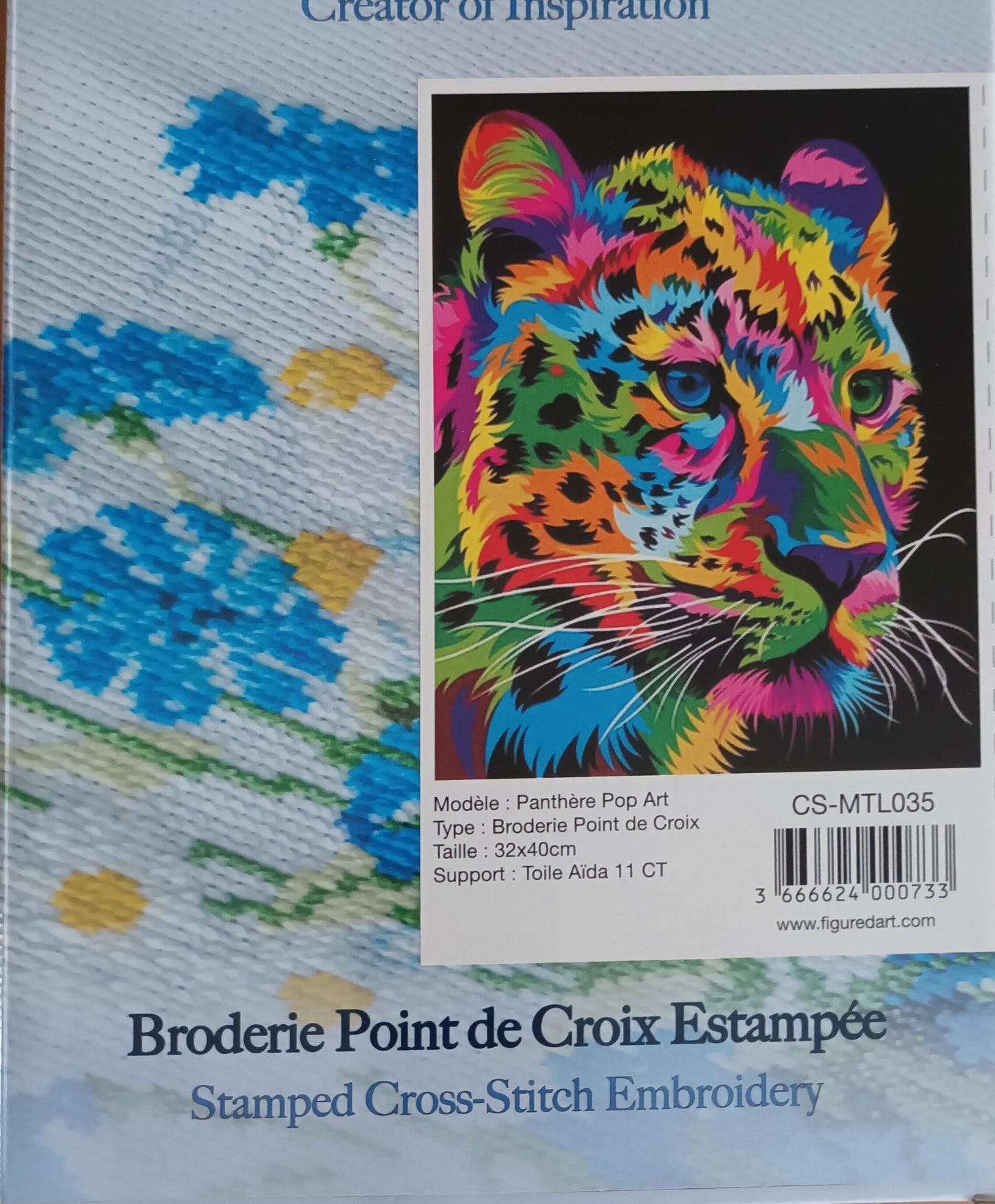 Kit point de croix estampé pop art PANTHERE