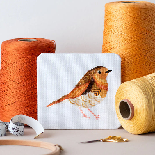 Kit de point de croix rouge gorge mandala