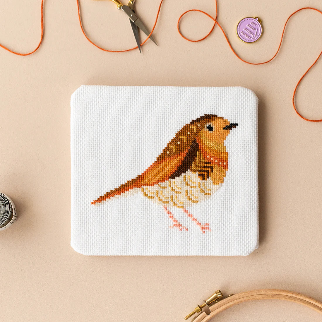 Kit de point de croix rouge gorge mandala