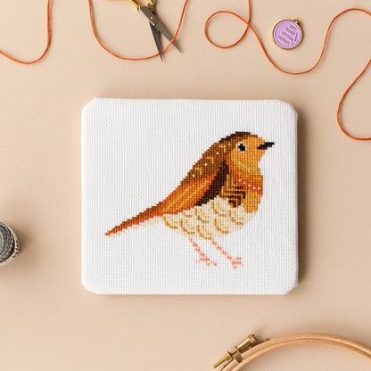 Kit de point de croix rouge gorge mandala