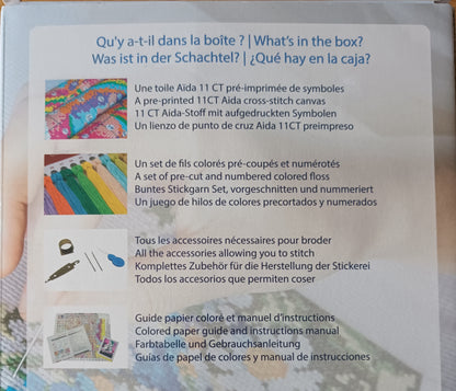 Kit point de croix estampé CHOUETTE BLEUE