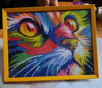 Kit point de croix estampé pop art CHAT